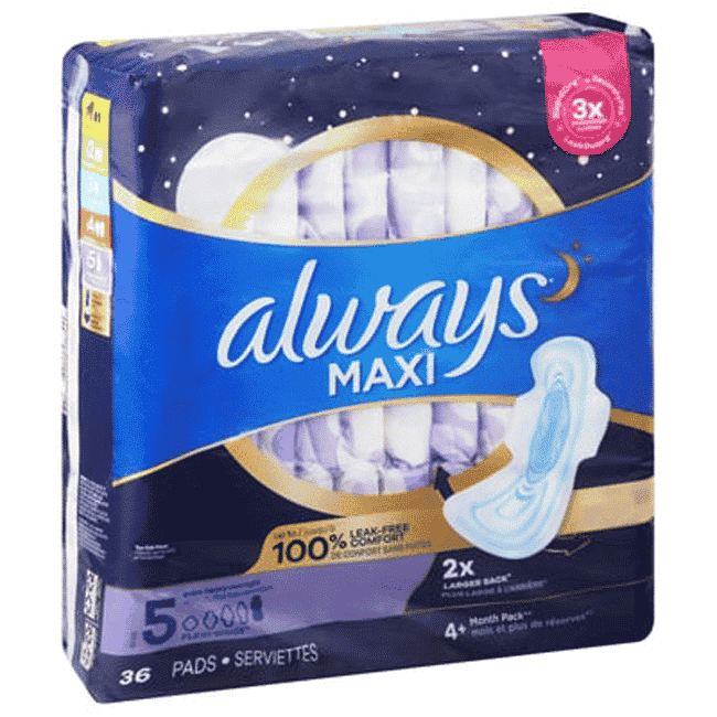 Always Maxi Extra Heavy Overnight Pads -54 Count - FACTORY DIRECT GH